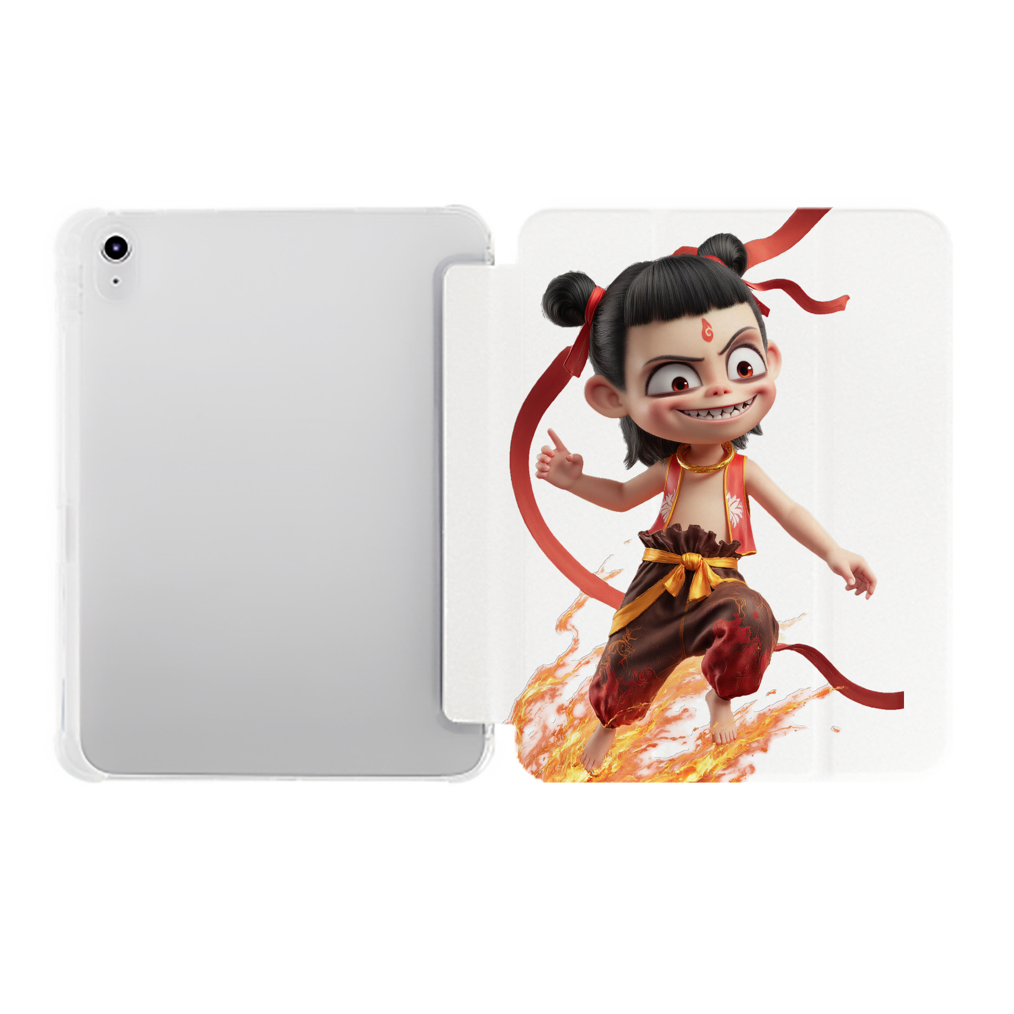 （画像用） Ne Zha 2 ナタ 魔童の大暴れ IPad ケース ペン収納付き 三つ折りスタンド PUレザー×シリコン 対応機種9.5/10.5/10.9インチ